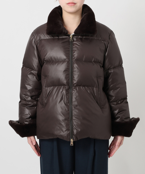 La TOTALITE（ラトータリテ）の「インナーファーダウン（ダウンジャケット/コート・レディース・ブラウン/ブラック・36/38）」の4枚目の写真