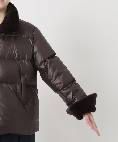 La TOTALITE（ラトータリテ）の「インナーファーダウン（ダウンジャケット/コート・レディース・ブラウン/ブラック・36/38）」の8枚目の写真