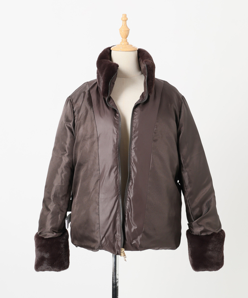 La TOTALITE（ラトータリテ）の「インナーファーダウン（ダウンジャケット/コート・レディース・ブラウン/ブラック・36/38）」の13枚目の写真