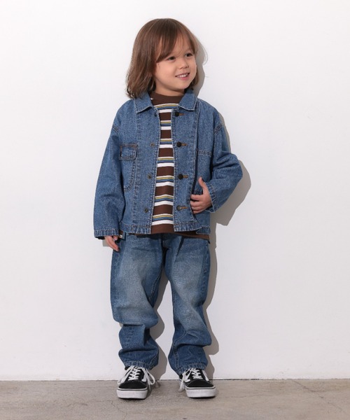 Ocean&Ground（オーシャン&グラウンド）の「Jr.ﾘﾗｯｸｽﾌｨｯﾄﾃｰﾊﾟｰﾄﾞﾃﾞﾆﾑﾊﾟﾝﾂ（デニムパンツ・キッズ・ケミカルウォッシュ/ダークインディゴブルー/ブラック・160/150）」の19枚目の写真