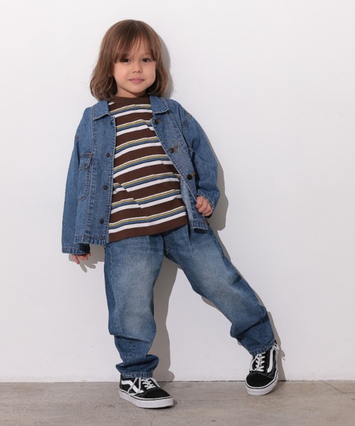 Ocean&Ground（オーシャン&グラウンド）の「Jr.ﾘﾗｯｸｽﾌｨｯﾄﾃｰﾊﾟｰﾄﾞﾃﾞﾆﾑﾊﾟﾝﾂ（デニムパンツ・キッズ・ケミカルウォッシュ/ダークインディゴブルー/ブラック・160/150）」の15枚目の写真