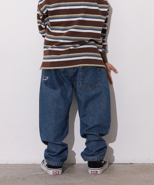 Ocean&Ground（オーシャン&グラウンド）の「Jr.ﾘﾗｯｸｽﾌｨｯﾄﾃｰﾊﾟｰﾄﾞﾃﾞﾆﾑﾊﾟﾝﾂ（デニムパンツ・キッズ・ケミカルウォッシュ/ダークインディゴブルー/ブラック・160/150）」の13枚目の写真