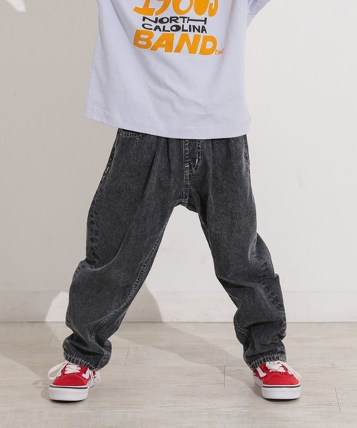 Ocean&Ground（オーシャン&グラウンド）の「Jr.ﾘﾗｯｸｽﾌｨｯﾄﾃｰﾊﾟｰﾄﾞﾃﾞﾆﾑﾊﾟﾝﾂ（デニムパンツ・キッズ・ケミカルウォッシュ/ダークインディゴブルー/ブラック・160/150）」の11枚目の写真