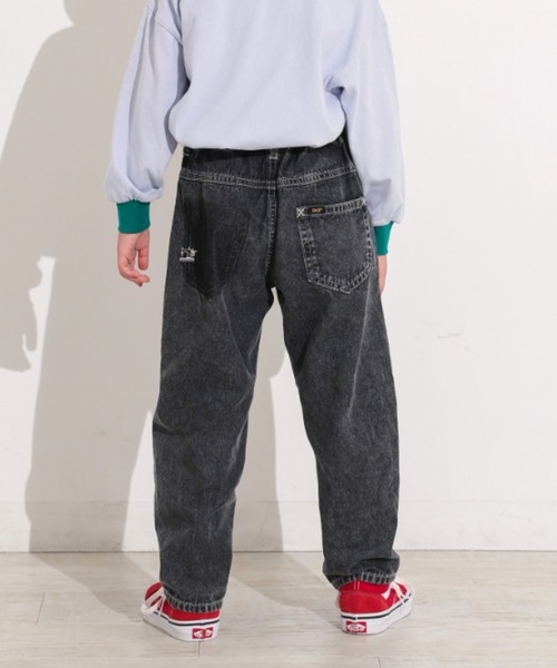 Ocean&Ground（オーシャン&グラウンド）の「Jr.ﾘﾗｯｸｽﾌｨｯﾄﾃｰﾊﾟｰﾄﾞﾃﾞﾆﾑﾊﾟﾝﾂ（デニムパンツ・キッズ・ケミカルウォッシュ/ダークインディゴブルー/ブラック・160/150）」の8枚目の写真