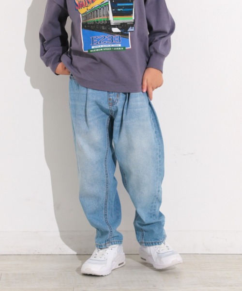 Ocean&Ground（オーシャン&グラウンド）の「Jr.ﾘﾗｯｸｽﾌｨｯﾄﾃｰﾊﾟｰﾄﾞﾃﾞﾆﾑﾊﾟﾝﾂ（デニムパンツ・キッズ・ケミカルウォッシュ/ダークインディゴブルー/ブラック・160/150）」の5枚目の写真