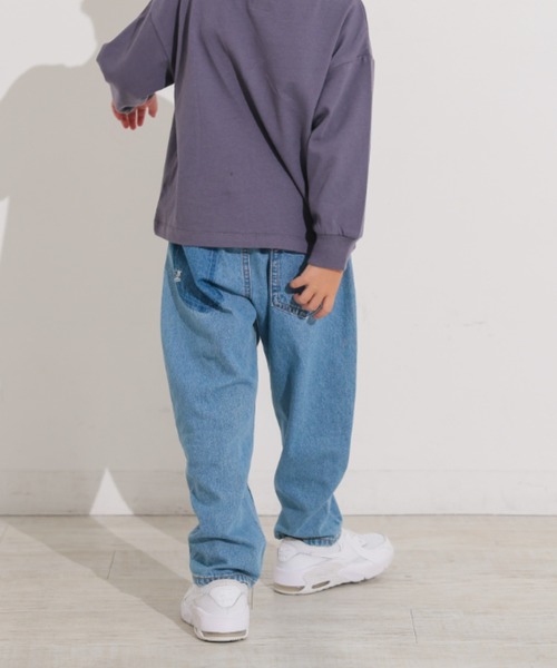 Ocean&Ground（オーシャン&グラウンド）の「Jr.ﾘﾗｯｸｽﾌｨｯﾄﾃｰﾊﾟｰﾄﾞﾃﾞﾆﾑﾊﾟﾝﾂ（デニムパンツ・キッズ・ケミカルウォッシュ/ダークインディゴブルー/ブラック・160/150）」の4枚目の写真