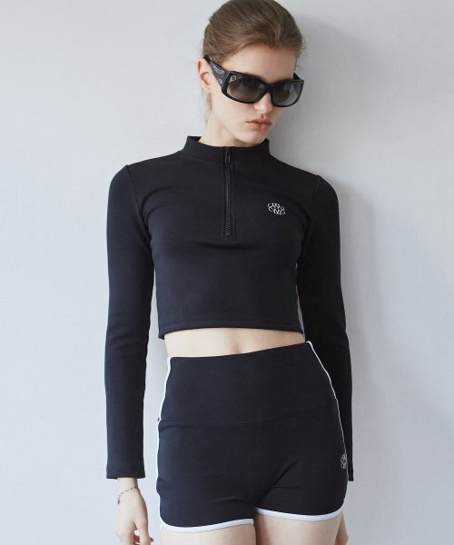 セール】NICOLE LOGO CROP RASHGUARD_BLACK（ラッシュガード