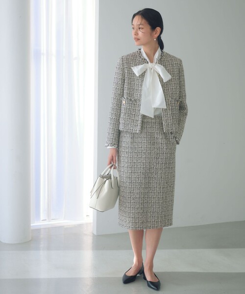 green label relaxing（グリーンレーベルリラクシング）の「ツイードライク ノーカラー ジャケット（ノーカラージャケット・レディース・ネイビー/その他1・38/36）」の20枚目の写真