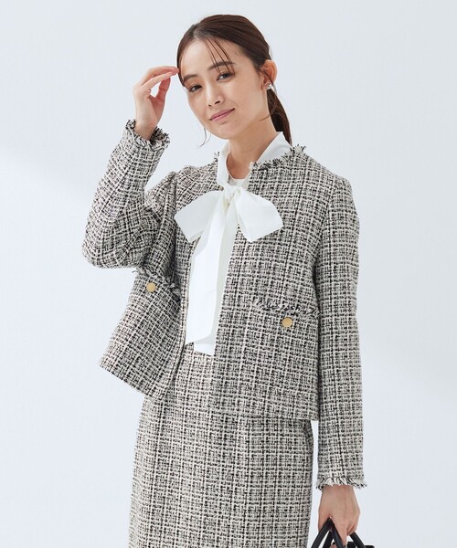 green label relaxing（グリーンレーベルリラクシング）の「ツイードライク ノーカラー ジャケット（ノーカラージャケット・レディース・ネイビー/その他1・38/36）」の21枚目の写真