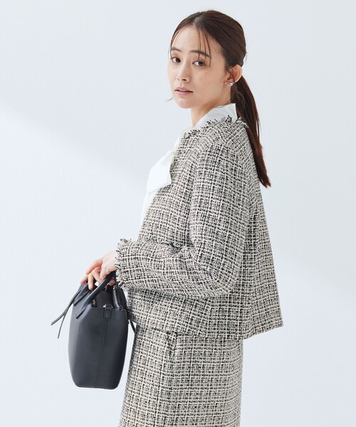 ツイードライク ノーカラー ジャケット（ノーカラージャケット