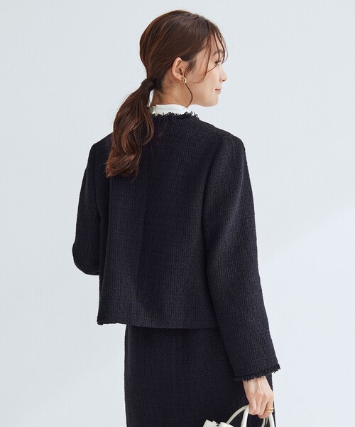ツイードライク ノーカラー ジャケット（ノーカラージャケット
