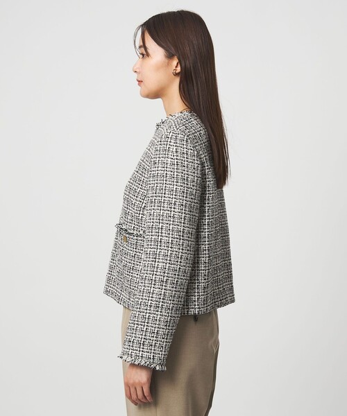 ツイードライク ノーカラー ジャケット（ノーカラージャケット