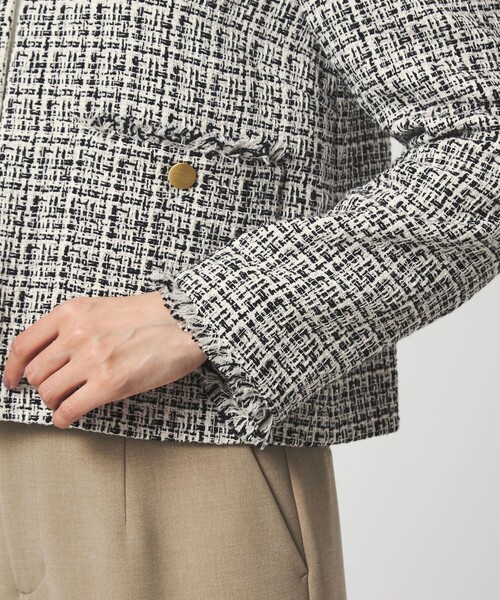 green label relaxing（グリーンレーベルリラクシング）の「ツイードライク ノーカラー ジャケット（ノーカラージャケット・レディース・ネイビー/その他1・38/36）」の3枚目の写真