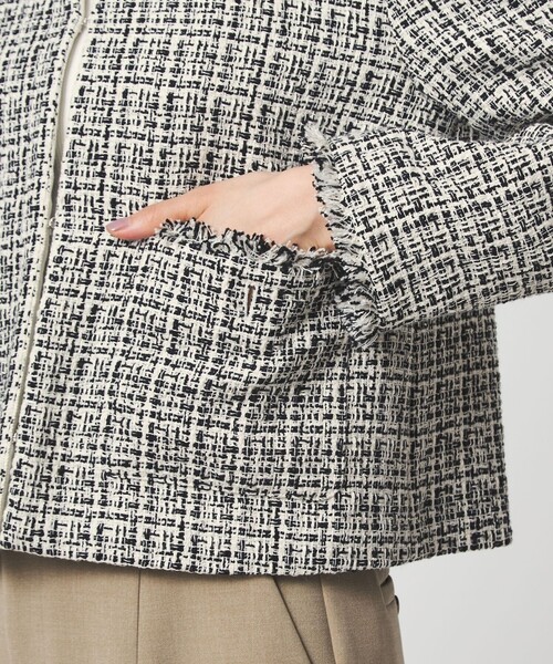 green label relaxing（グリーンレーベルリラクシング）の「ツイードライク ノーカラー ジャケット（ノーカラージャケット・レディース・ネイビー/その他1・38/36）」の4枚目の写真