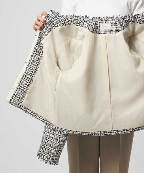 green label relaxing（グリーンレーベルリラクシング）の「ツイードライク ノーカラー ジャケット（ノーカラージャケット・レディース・ネイビー/その他1・38/36）」の5枚目の写真