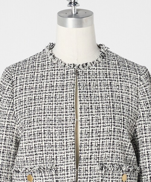 green label relaxing（グリーンレーベルリラクシング）の「ツイードライク ノーカラー ジャケット（ノーカラージャケット・レディース・ネイビー/その他1・38/36）」の11枚目の写真