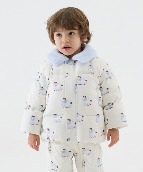 moimoln(モイモルン)の「【ReRe】シャーベットパデットフェザーコート(ブルゾン・キッズ・イエロー/ブルー・90cm/100cm/110cm/120cm/130cm)」の1枚目の写真