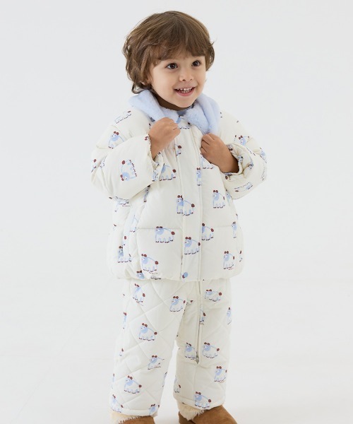 moimoln(モイモルン)の「【ReRe】シャーベットパデットフェザーコート(ブルゾン・キッズ・イエロー/ブルー・90cm/100cm/110cm/120cm/130cm)」の3枚目の写真