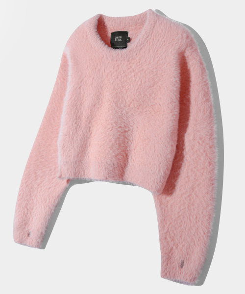 DIMITRI BLACK(ディミトリブラック)の「エッセンシャルクロップヘアリーラウンドニット_ピンク(ニット/セーター・レディース・その他・SMALL)」の1枚目の写真