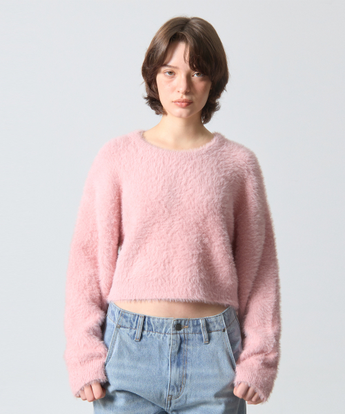 DIMITRI BLACK(ディミトリブラック)の「エッセンシャルクロップヘアリーラウンドニット_ピンク(ニット/セーター・レディース・その他・SMALL)」の4枚目の写真