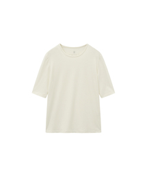 SITP5228 ウールブレンドソフト5部Tシャツ_Ivory