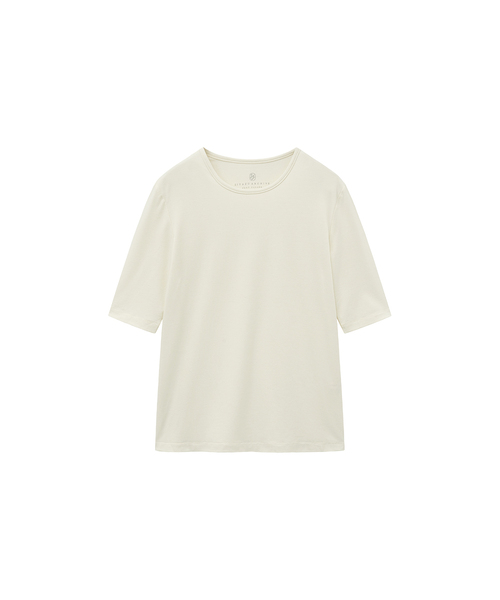SIYAZU(シヤジュ)の「SITP5228 ウールブレンドソフト5部Tシャツ_Ivory(Tシャツ/カットソー・レディース・アイボリー・ONE)」の1枚目の写真