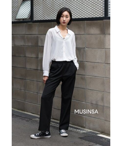 MUSINSA STANDARD（ムシンサスタンダード）の「ジェンダーレスワイドバンディングスラックス[ブラック]（スラックス・レディース・その他・34/32/30/24/26/28/36/38）」の7枚目の写真