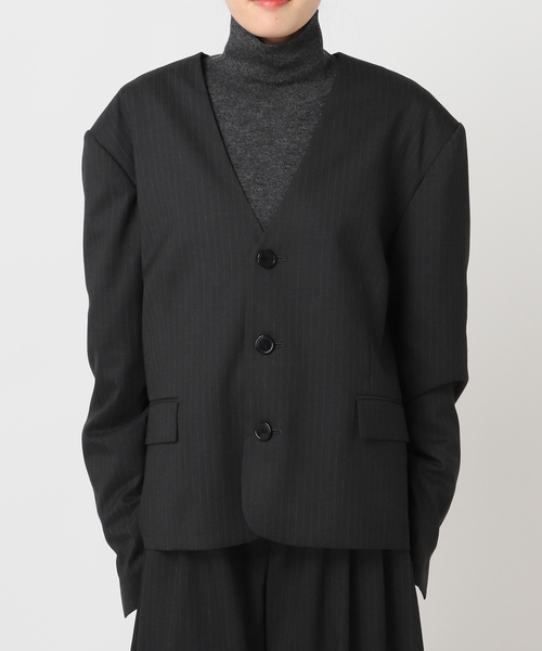CITYSHOP(シティーショップ)の「SHORT NO COLLAR ジャケット(その他アウター・レディース・ブラック/グレー・38/36)」の19枚目の写真