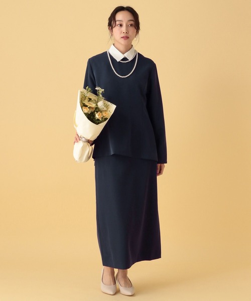 Elura（エルーラ）の「≪入卒/セレモニー/通勤≫ダブルクロススカート＜低身長サイズあり＞/603866（スカート・レディース・ブラック/アイボリー/ネイビー・FREE(S)/FREE）」の11枚目の写真