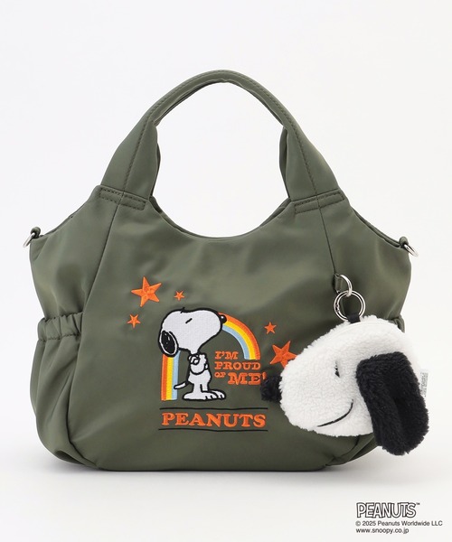 Y'SACCS（イザック）の「SNOOPYデザイン サイドギャザー2wayトート　Sサイズ(レインボー）（トートバッグ・レディース・グレー/カーキ/ブラック・FREE）」の3枚目の写真