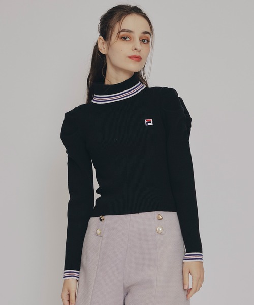 REDYAZEL（レディアゼル）の「［FILA×REDYAZEL］ラインタートルニットプルオーバー（ニット/セーター・レディース・ブラック/レッド/ネイビー/オフホワイト・FREE）」の2枚目の写真