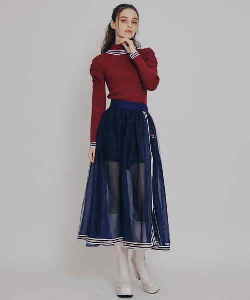 REDYAZEL（レディアゼル）の「［FILA×REDYAZEL］ラインタートルニットプルオーバー（ニット/セーター・レディース・ブラック/レッド/ネイビー/オフホワイト・FREE）」の16枚目の写真
