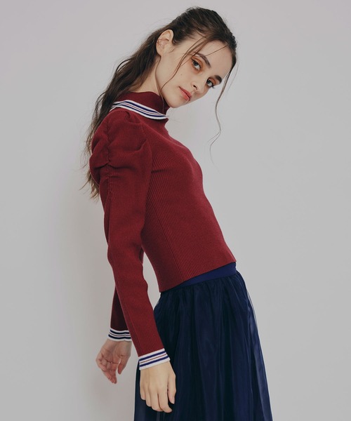 REDYAZEL（レディアゼル）の「［FILA×REDYAZEL］ラインタートルニットプルオーバー（ニット/セーター・レディース・ブラック/レッド/ネイビー/オフホワイト・FREE）」の18枚目の写真