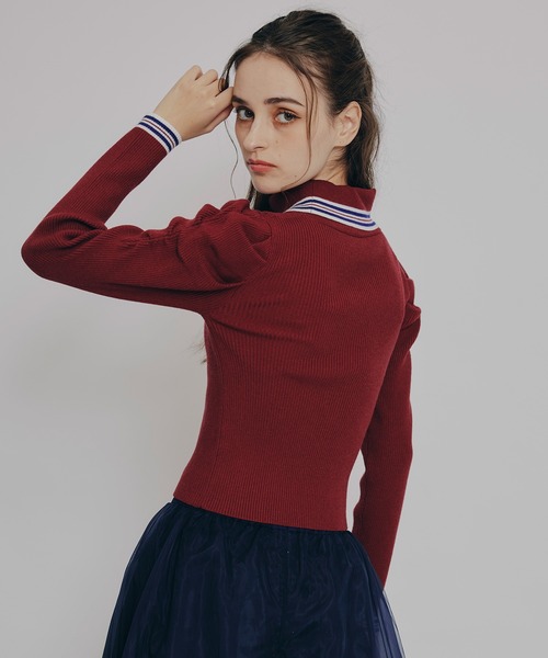 REDYAZEL（レディアゼル）の「［FILA×REDYAZEL］ラインタートルニットプルオーバー（ニット/セーター・レディース・ブラック/レッド/ネイビー/オフホワイト・FREE）」の19枚目の写真