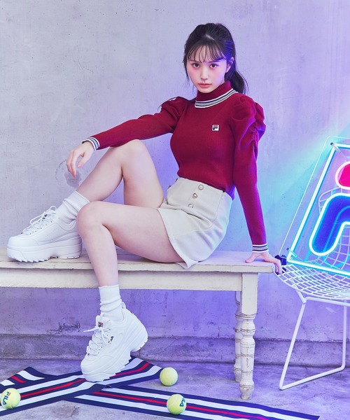 REDYAZEL（レディアゼル）の「［FILA×REDYAZEL］ラインタートルニットプルオーバー（ニット/セーター・レディース・ブラック/レッド/ネイビー/オフホワイト・FREE）」の10枚目の写真
