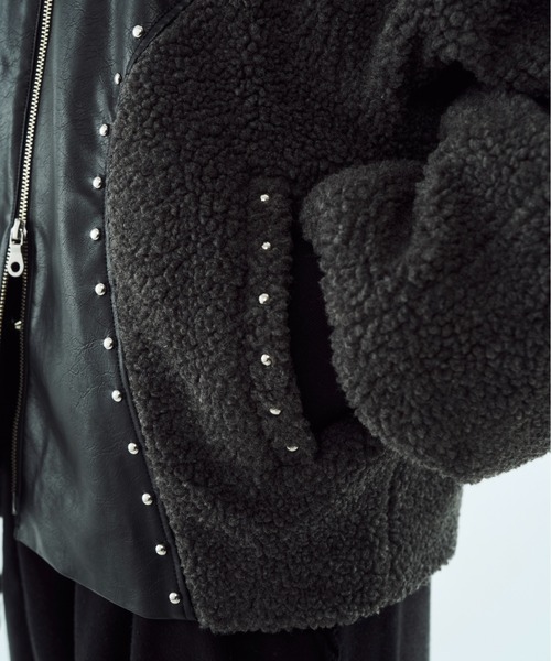 seyto（セイト）の「Boa studs blouson / ボアスタッズブルゾン