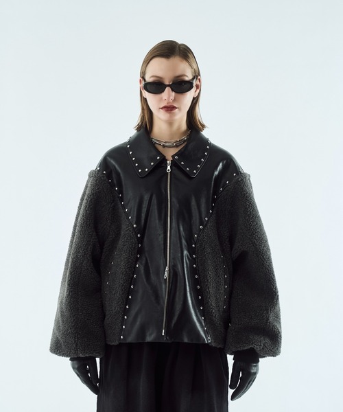 seyto（セイト）の「Boa studs blouson / ボアスタッズブルゾン（その他アウター・メンズ・ブラック・3/2）」の2枚目の写真