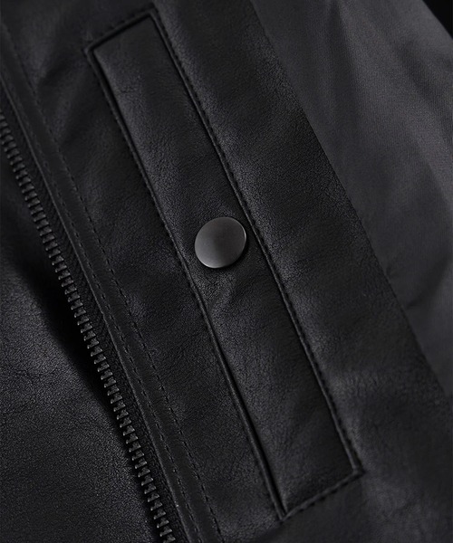 SUPPLIER(サプライヤー)の「SUPPLIER/サプライヤー FAUX FUR HOODED BOMBER JACKET ブランドロゴ ダブルジップ N2Bジャケット(ブルゾン・メンズ・ブラック/ブラウン・S/M/L)」の16枚目の写真