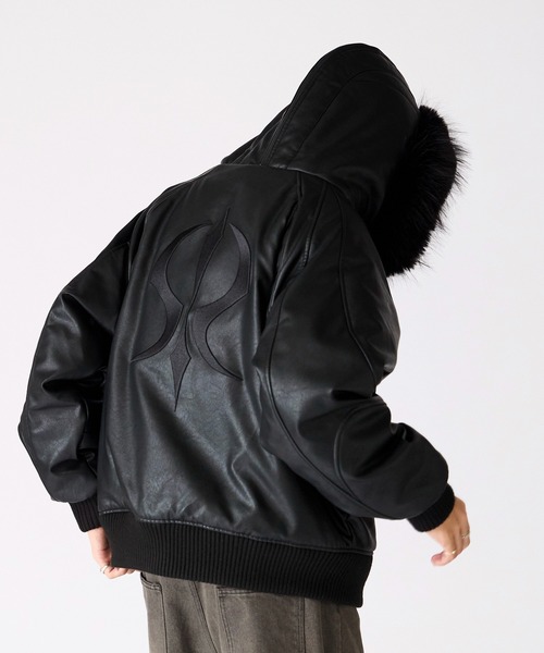 セール】SUPPLIER/サプライヤー FAUX FUR HOODED BOMBER JACKET