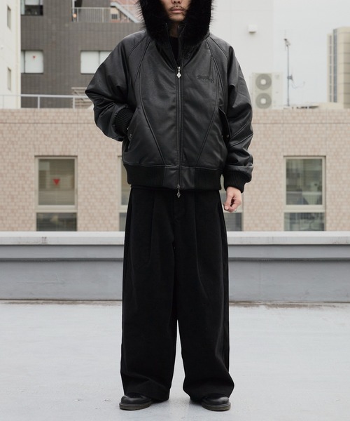 セール】SUPPLIER/サプライヤー FAUX FUR HOODED BOMBER JACKET