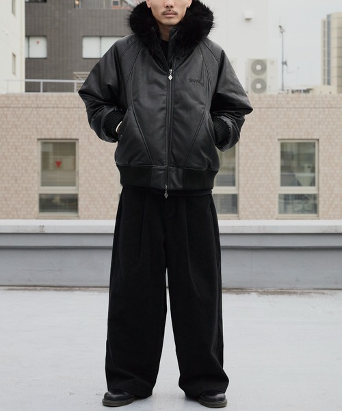 セール】SUPPLIER/サプライヤー FAUX FUR HOODED BOMBER JACKET