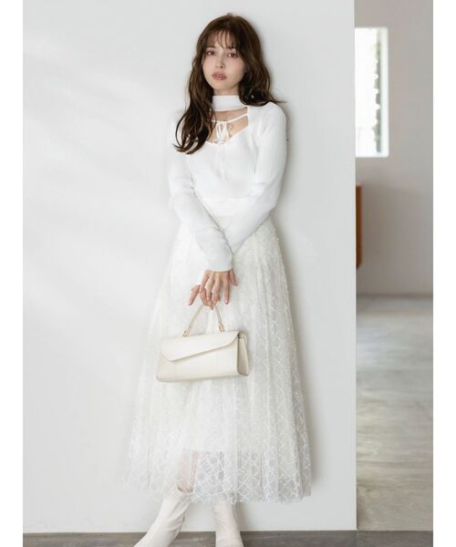 dazzlin（ダズリン）の「スパンコールチュールチェックスカート（スカート・レディース・アイボリー/ブラック/ライトグレー/ピンク/グレー・SMALL/MEDIUM）」の8枚目の写真