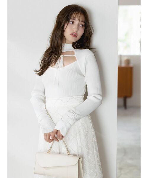 dazzlin（ダズリン）の「スパンコールチュールチェックスカート（スカート・レディース・アイボリー/ブラック/ライトグレー/ピンク/グレー・SMALL/MEDIUM）」の9枚目の写真