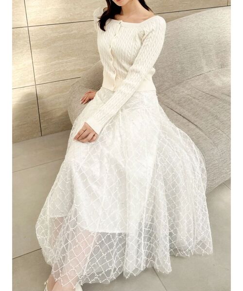 dazzlin（ダズリン）の「スパンコールチュールチェックスカート（スカート・レディース・アイボリー/ブラック/ライトグレー/ピンク/グレー・SMALL/MEDIUM）」の10枚目の写真