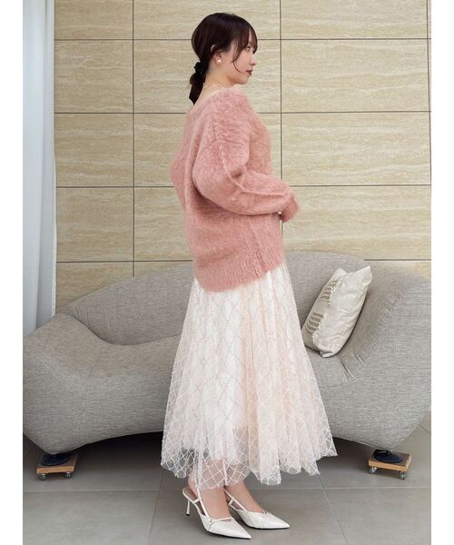 dazzlin（ダズリン）の「スパンコールチュールチェックスカート（スカート・レディース・アイボリー/ブラック/ライトグレー/ピンク/グレー・SMALL/MEDIUM）」の16枚目の写真