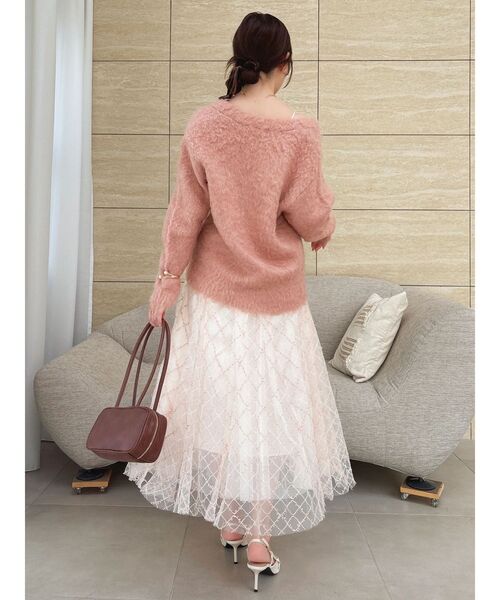 dazzlin（ダズリン）の「スパンコールチュールチェックスカート（スカート・レディース・アイボリー/ブラック/ライトグレー/ピンク/グレー・SMALL/MEDIUM）」の17枚目の写真