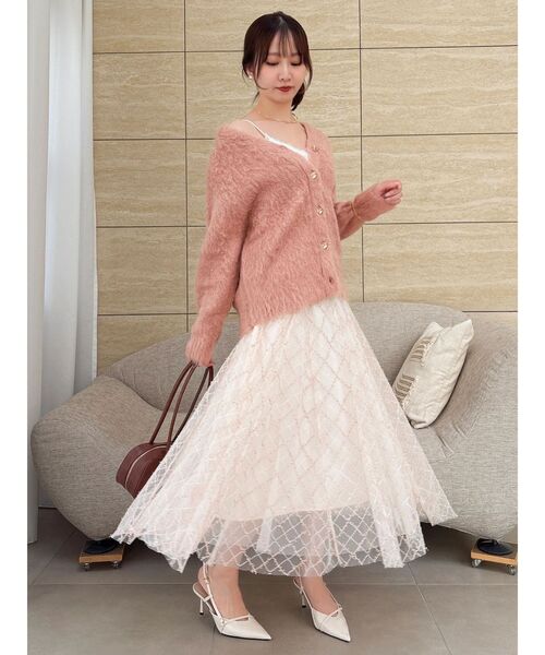 dazzlin（ダズリン）の「スパンコールチュールチェックスカート（スカート・レディース・アイボリー/ブラック/ライトグレー/ピンク/グレー・SMALL/MEDIUM）」の18枚目の写真