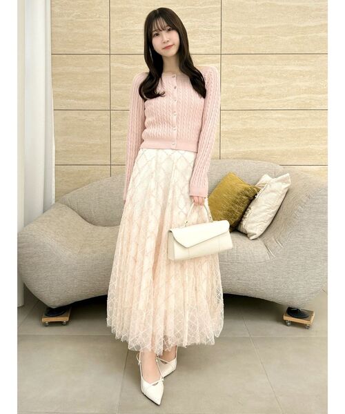 dazzlin（ダズリン）の「スパンコールチュールチェックスカート（スカート・レディース・アイボリー/ブラック/ライトグレー/ピンク/グレー・SMALL/MEDIUM）」の20枚目の写真