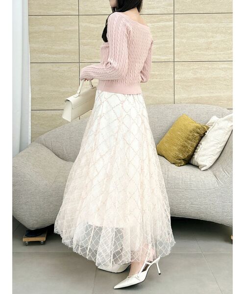 dazzlin（ダズリン）の「スパンコールチュールチェックスカート（スカート・レディース・アイボリー/ブラック/ライトグレー/ピンク/グレー・SMALL/MEDIUM）」の21枚目の写真