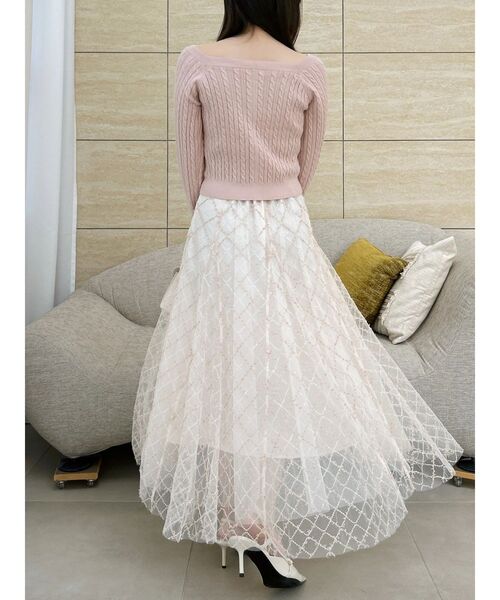 dazzlin（ダズリン）の「スパンコールチュールチェックスカート（スカート・レディース・アイボリー/ブラック/ライトグレー/ピンク/グレー・SMALL/MEDIUM）」の22枚目の写真